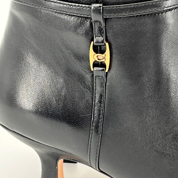 Coach Raquel Leather Tall Boots Size 9B Black Zip Closure Mid Heel CW985 - Picture 5 of 16